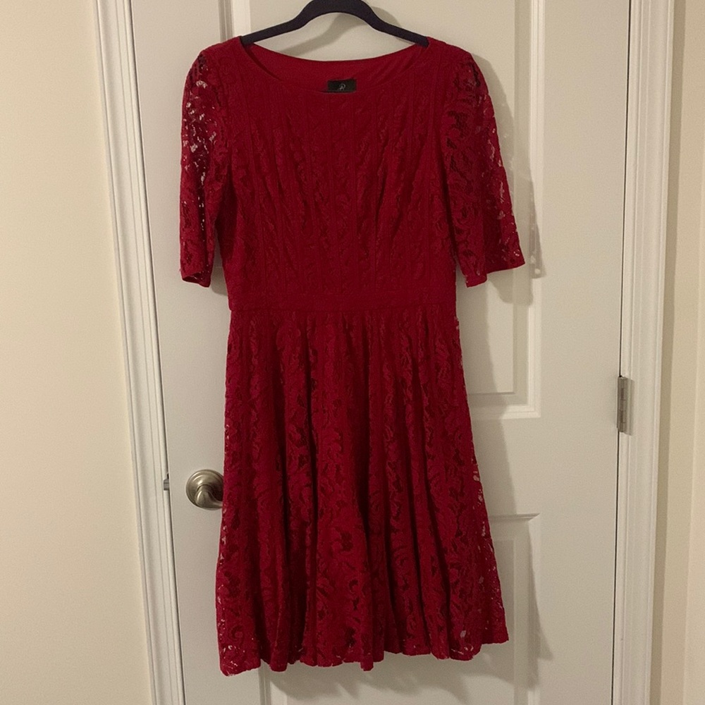 Adrianna Pappell Red Lace Dress - Size 8